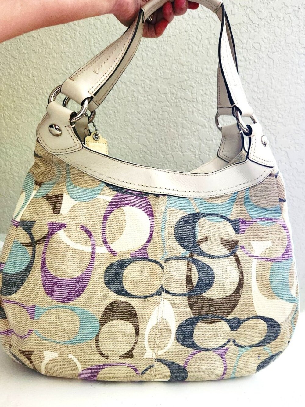 Euc Coach Soho Linen Signature Shoulder Bag Purse - Picture 2 of 12